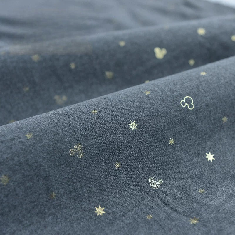 Brushed Cotton Flannel Fabric, Kids Prints, for Kids' Wear, Pajamas & DIY - Milky White Gray Mickey