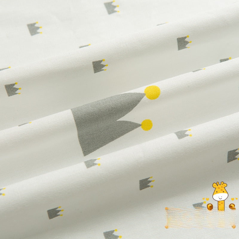 Cotton Twill Fabric, Kids Cartoon Print, for Kids' Bedding, Babywear & Quilts - White Crown