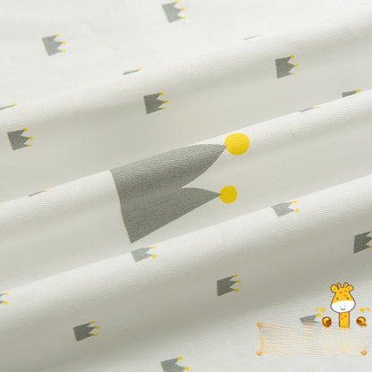 Cotton Twill Fabric, Kids Cartoon Print, for Kids' Bedding, Babywear & Quilts - White Crown