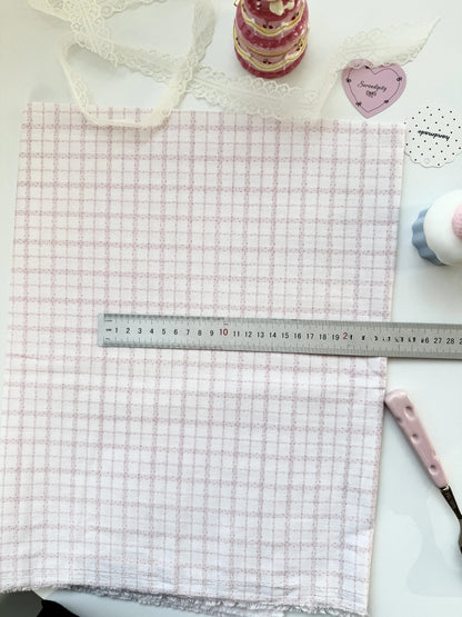 Cotton Print Fabric, Pink Star Polka Plaid, for Homewear, Doll Clothes & Scrunchies - Sweet Pink Plaid