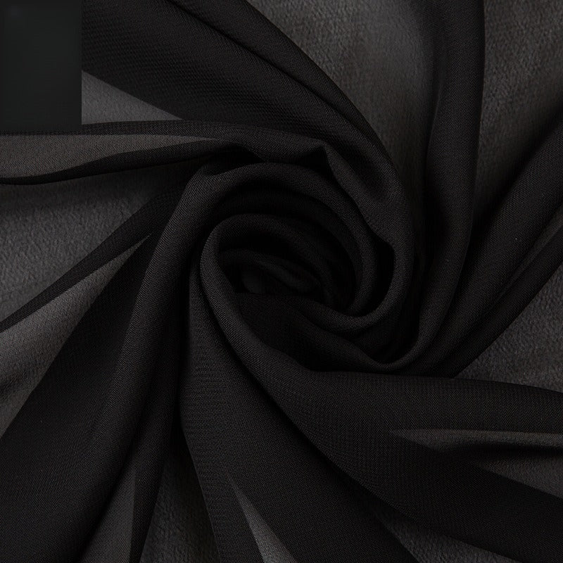 Opaque Chiffon Fabric, Solid, for Hanfu Linings, Dresses & Blouses - Black