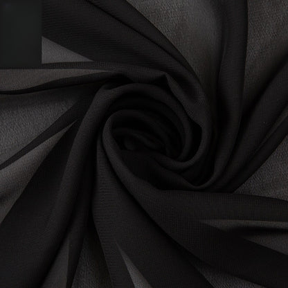 Opaque Chiffon Fabric, Solid, for Hanfu Linings, Dresses & Blouses - Black