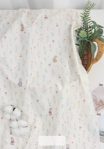 Class A Baby Cotton Fabric, Adorable Prints, for Babywear, Quilts & Bedding - Cute Bunny Park