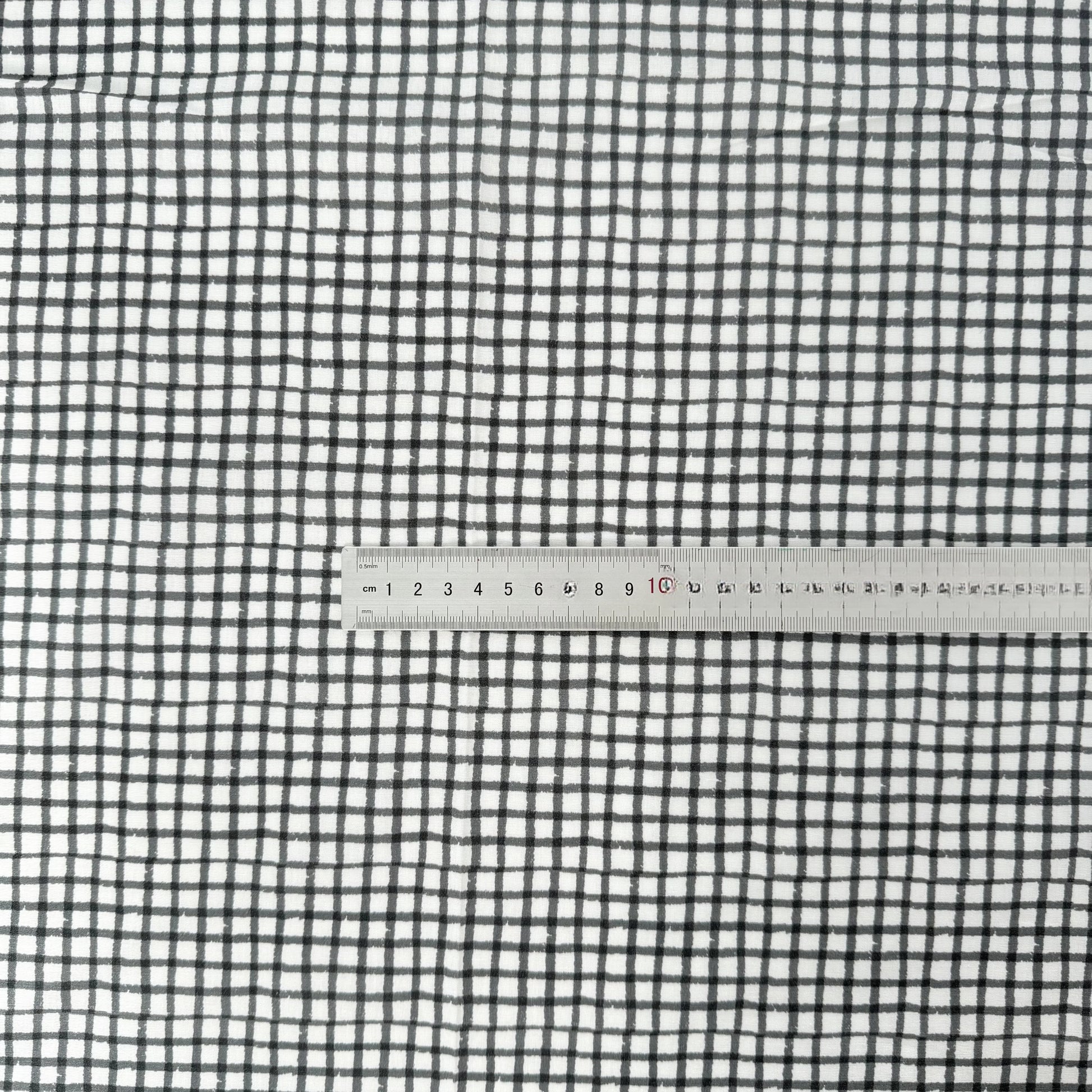 Cotton Print Fabric, Black & White Motifs, for Dollwear, Tablecloths & Scrunchies - Black Wave Check