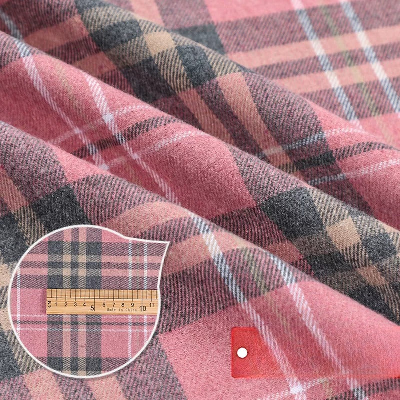 Brushed Plaid Shirt Fabric, Tartan Check, for Shirts, Skirts & JK Uniforms - Light Pink Plaid