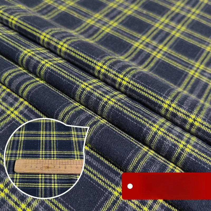 Brushed Plaid Shirt Fabric, Tartan Check, for Shirts, Skirts & JK Uniforms - Yellow Blue Plaid