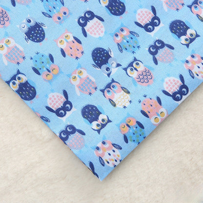 Polyester Owl Print Fabric, for Kids' Bags & Toys - Blue