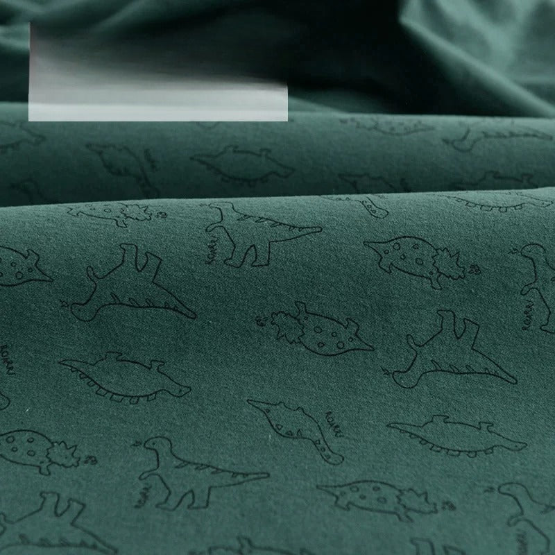 Brushed Cotton Flannel Fabric, Kids Prints, for Kids' Wear, Pajamas & DIY - Deep Green Dinosaur
