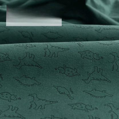 Brushed Cotton Flannel Fabric, Kids Prints, for Kids' Wear, Pajamas & DIY - Deep Green Dinosaur