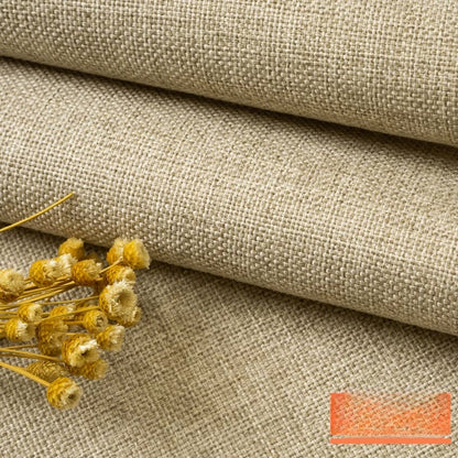 Cotton Linen Fabric, Heavy Plain Weave, for Sofa Covers, Tablecloths & Cushions - Flax