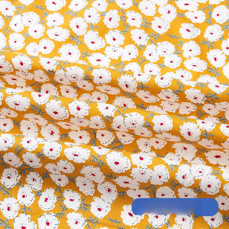 Cotton Poplin Fabric, Floral Printed, for Summer Shirts, Dresses & Blouses - Yellow Kapok