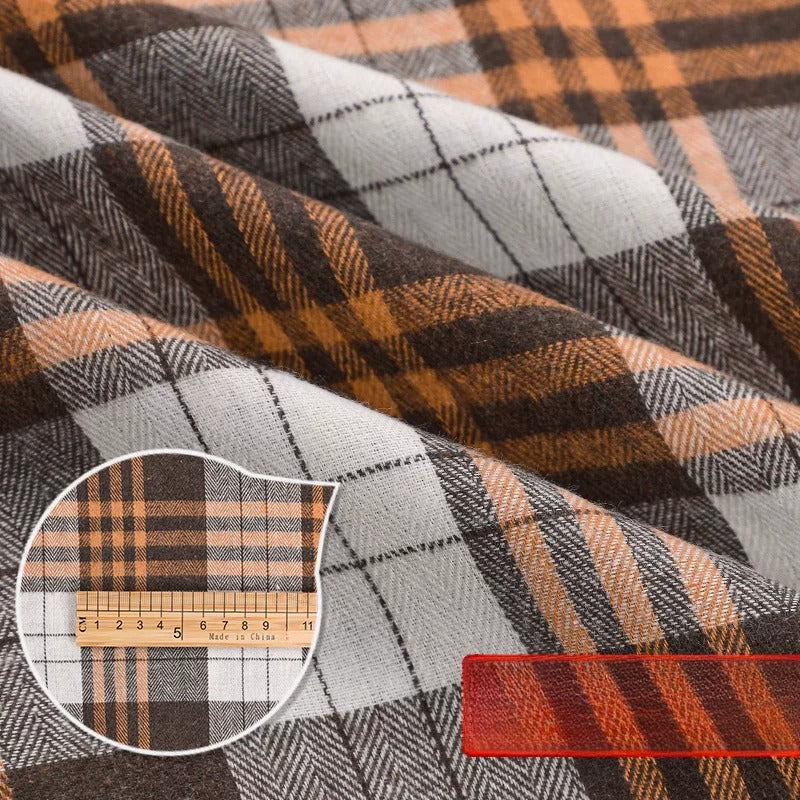 Brushed Plaid Shirt Fabric, Tartan Check, for Shirts, Skirts & JK Uniforms - Yellow Brown Large Plaid