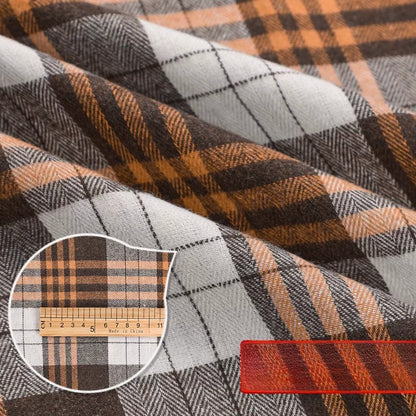 Brushed Plaid Shirt Fabric, Tartan Check, for Shirts, Skirts & JK Uniforms - Yellow Brown Large Plaid