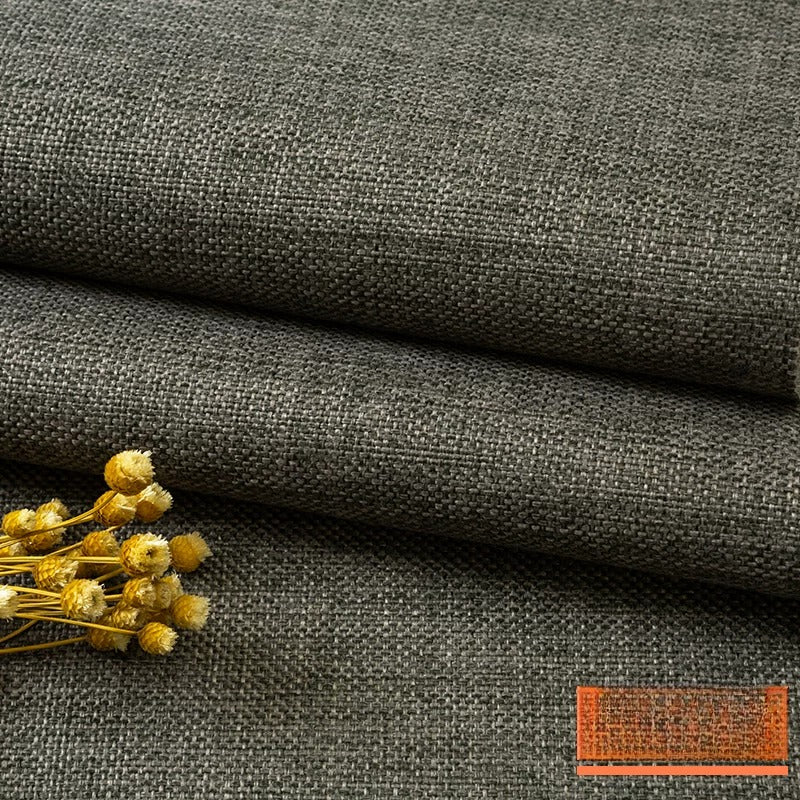 Cotton Linen Fabric, Heavy Plain Weave, for Sofa Covers, Tablecloths & Cushions - Dark Gray