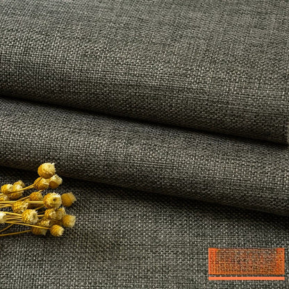 Cotton Linen Fabric, Heavy Plain Weave, for Sofa Covers, Tablecloths & Cushions - Dark Gray