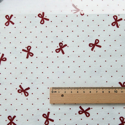 Brushed Cotton Flannel Fabric, Kids Prints, for Kids' Wear, Pajamas & DIY - Watermelon Pink Bow