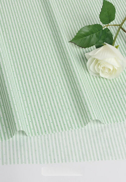 Cotton Fabric, Plaid Stripe & Polka Prints, for Bedding, Tablecloths & Garments - Pea Green Stripe Dot