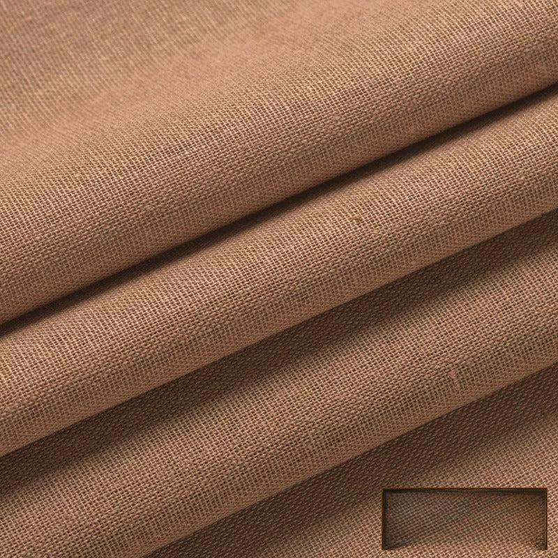 Linen Fabric, Thin Handmade Solid, for Hanfu, Embroidery & Summer DIY - Coffee
