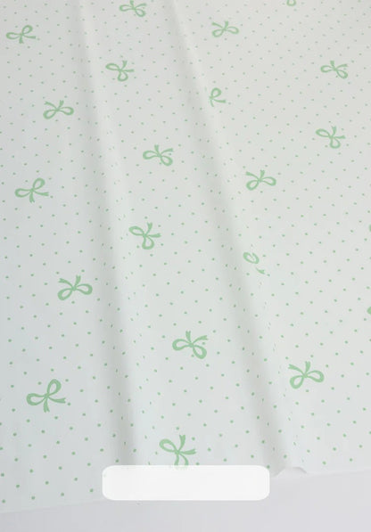 Cotton Fabric, Plaid Stripe & Polka Prints, for Bedding, Tablecloths & Garments - Green Bow Dot