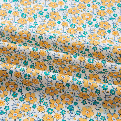 Cotton Poplin Fabric, Floral Printed, for Summer Shirts, Dresses & Blouses - Sweet Floral Yellow
