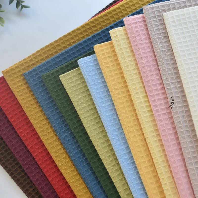 Cotton Waffle Fabric, Pure Solid, for Bathrobes, Pajamas & Home Textiles