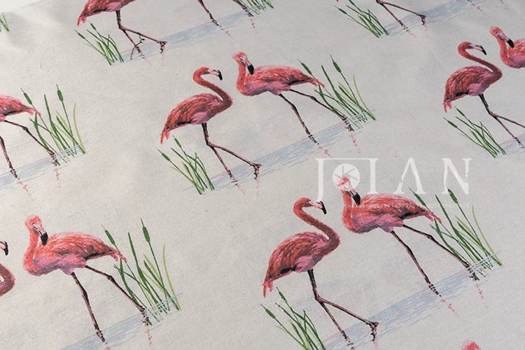 Heavy Cotton Linen Daisy Fabric, for Curtains & Upholstery - Flamingo