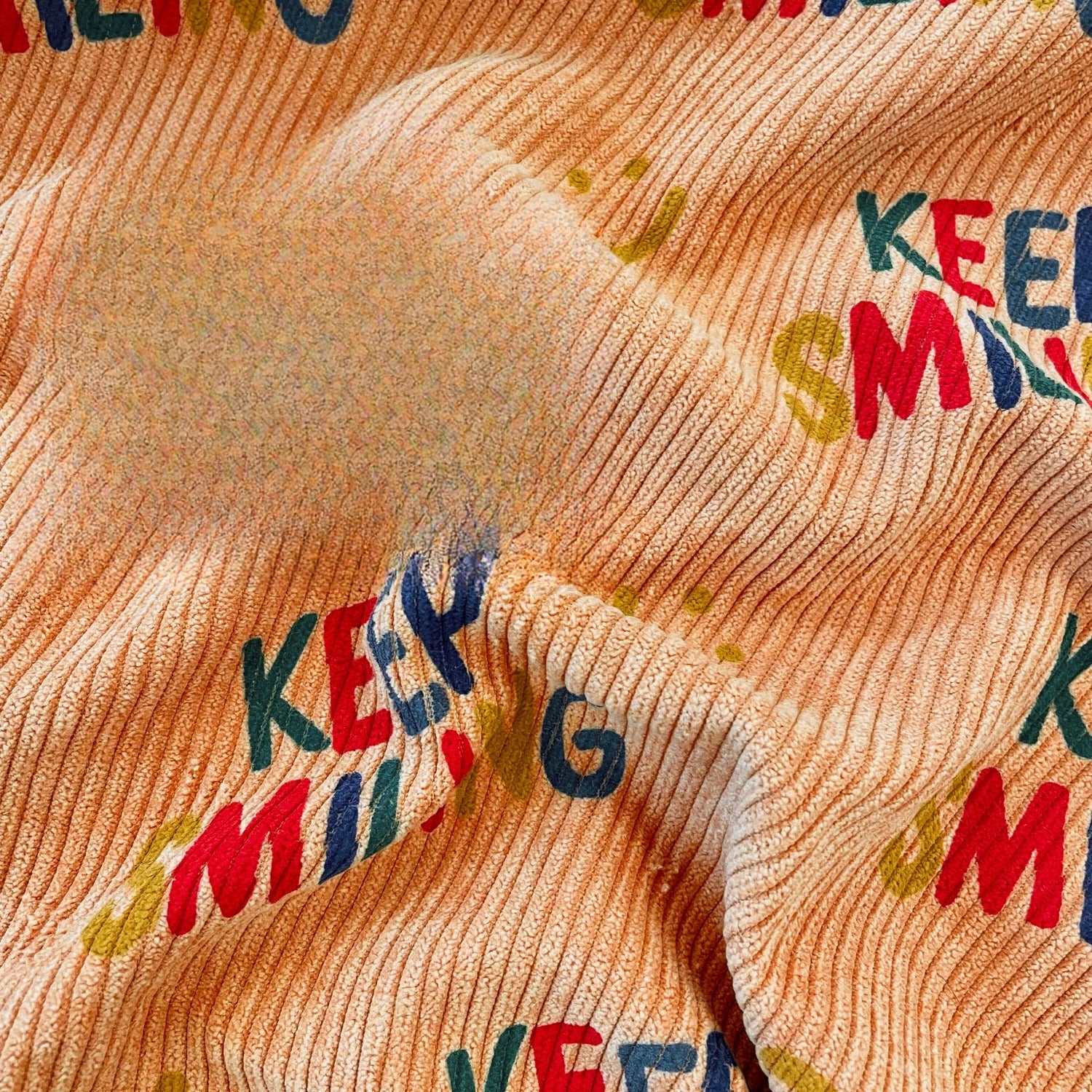 Printed Cotton Corduroy Fabric, for Dresses & Cushions - Corduroy Letter Brown