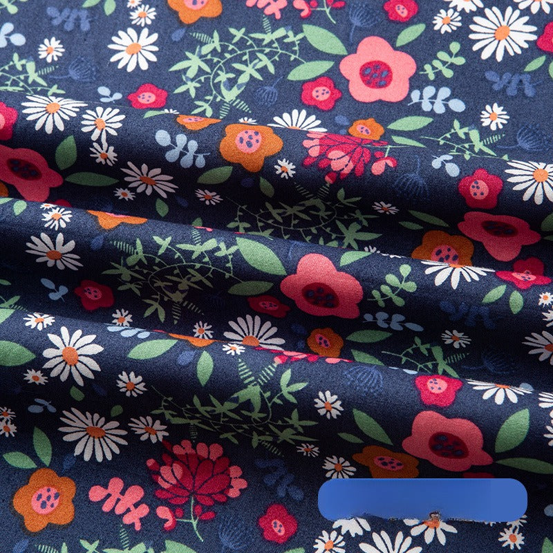 Cotton Poplin Fabric, Floral Printed, for Summer Shirts, Dresses & Blouses - Blue Mallow