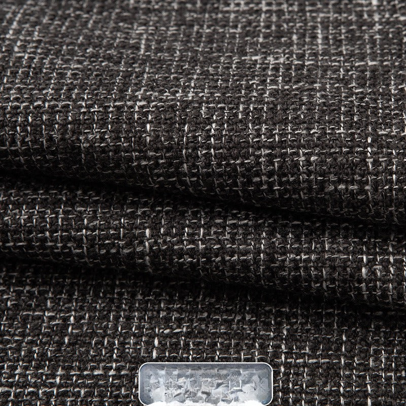 Linen-Look Fabric, Textured Solid, for Sofas, Curtains & Tablecloths - Black Gray