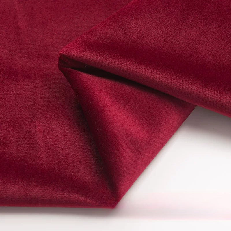 Velvet Fabric, Golden Velour Solid, for Cushions, Curtains & Costumes - Dark Red