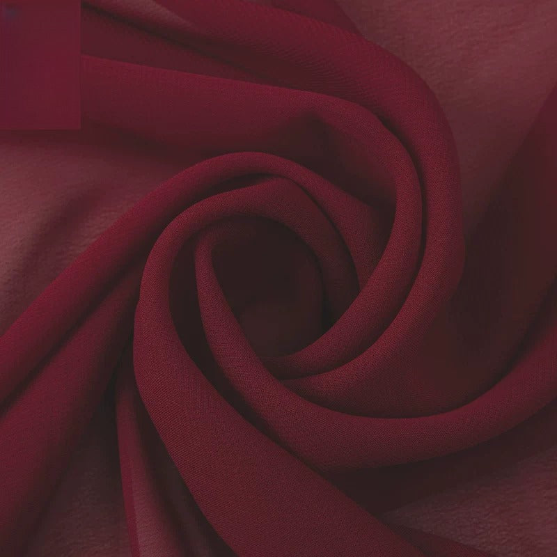 Chiffon Fabric, Semi-Sheer Solid, for Dresses, Blouses & Linings - Wine Red