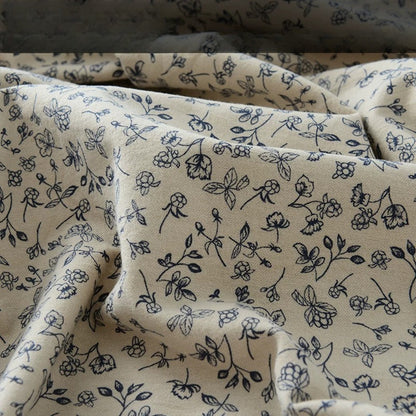 Brushed Cotton Flannel Fabric, Kids Prints, for Kids' Wear, Pajamas & DIY - Gold Navy Thread Bloom