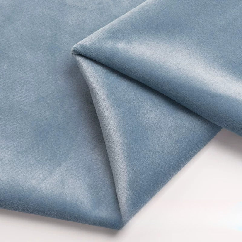 Velvet Fabric, Golden Velour Solid, for Cushions, Curtains & Costumes - Nordic Blue