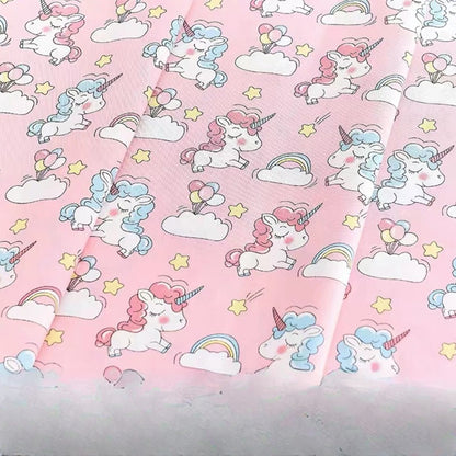 Cotton Twill Fabric, Kids Cartoon Print, for Kids' Bedding, Babywear & Quilts - Rainbow Unicorn