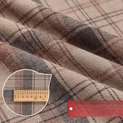 Brushed Plaid Shirt Fabric, Tartan Check, for Shirts, Skirts & JK Uniforms - Light Brown Plaid