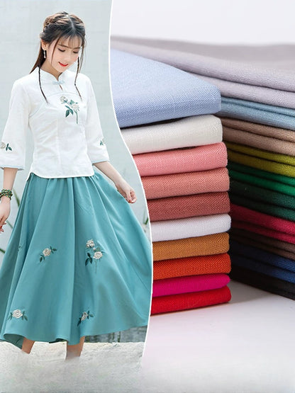 Cotton Linen Slub Fabric, Summer Solid, for Pants, Casual Wear & DIY