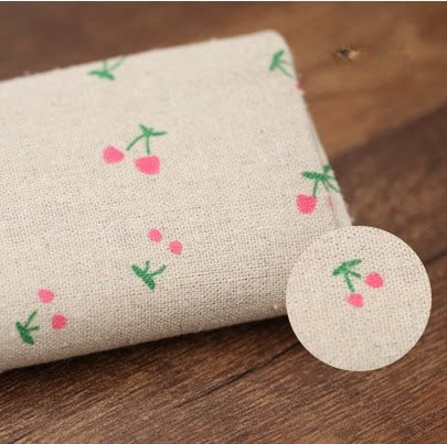 Heavy Cotton Linen Daisy Fabric, for Curtains & Upholstery - Pink Cherry