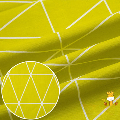 Cotton Twill Fabric, Kids Cartoon Print, for Kids' Bedding, Babywear & Quilts - Green Triangle