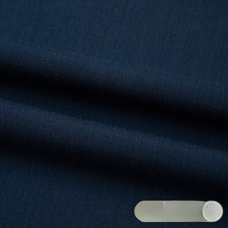 Cotton Linen Slub Fabric, Summer Solid, for Pants, Casual Wear & DIY - Navy
