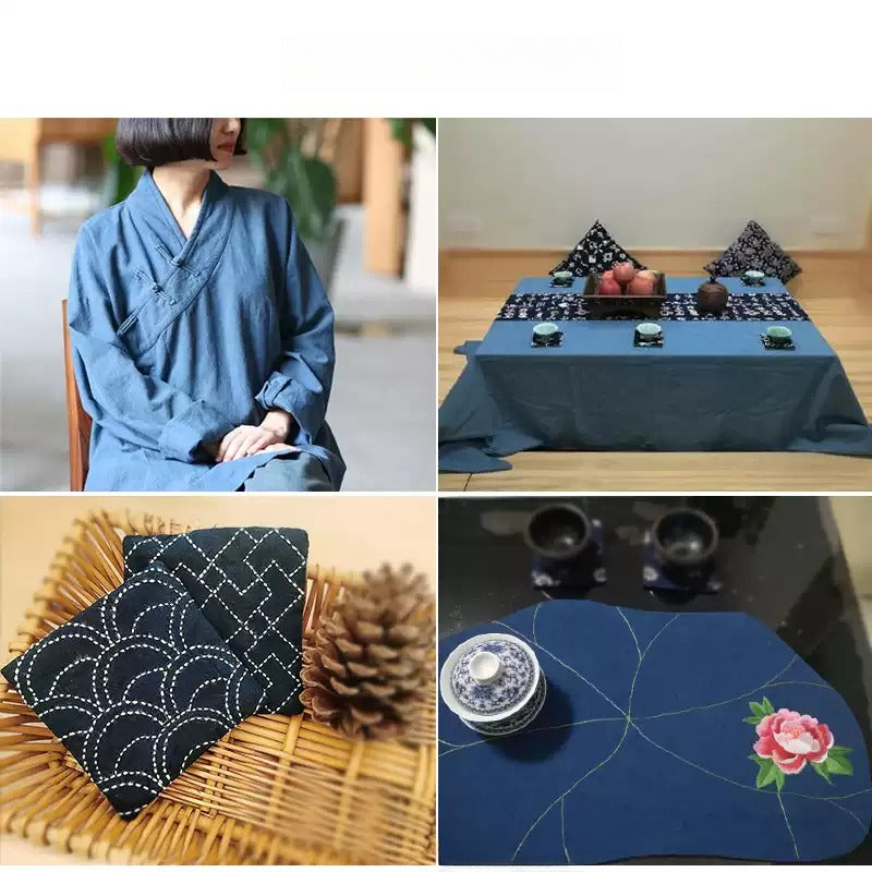 Indigo Dyed Cotton Fabric, for Sashiko & Dresses