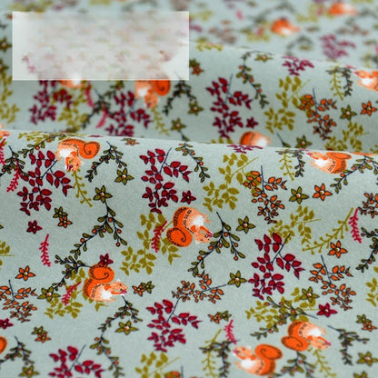 Brushed Cotton Flannel Fabric, Kids Prints, for Kids' Wear, Pajamas & DIY - Rose Big Tail Squirrel