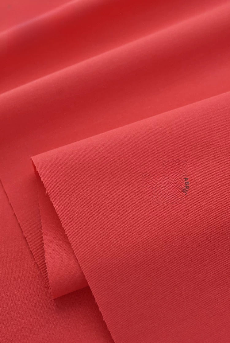 Washed Twill Poplin Fabric, Solid, for Shirts, Dresses & Blouses - Bright Red