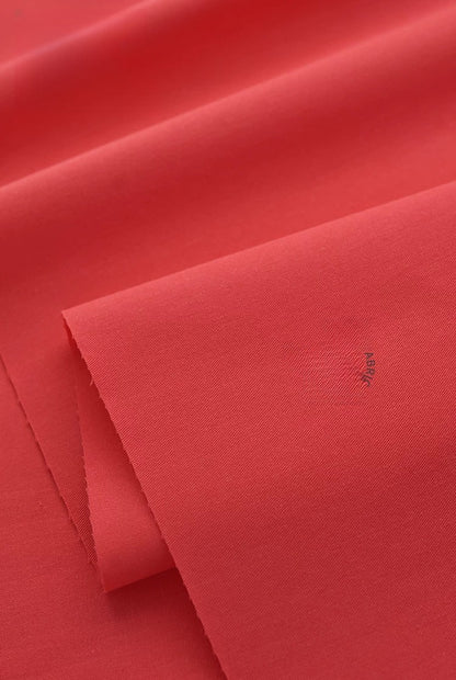 Washed Twill Poplin Fabric, Solid, for Shirts, Dresses & Blouses - Bright Red