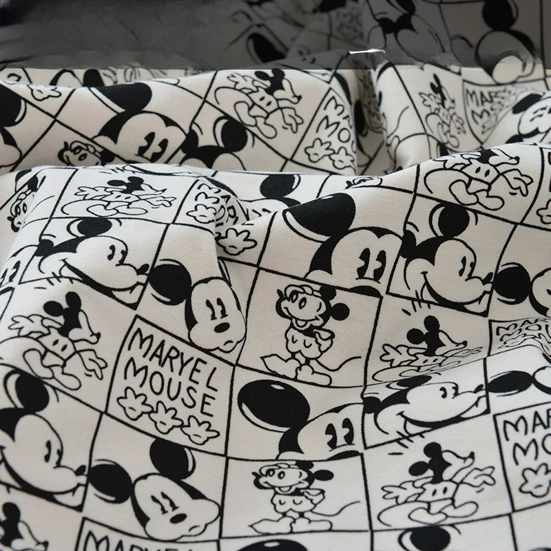 Brushed Cotton Flannel Fabric, Kids Prints, for Kids' Wear, Pajamas & DIY - Gray Mickey Photo