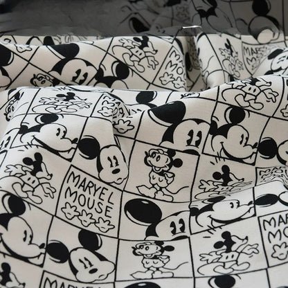 Brushed Cotton Flannel Fabric, Kids Prints, for Kids' Wear, Pajamas & DIY - Gray Mickey Photo