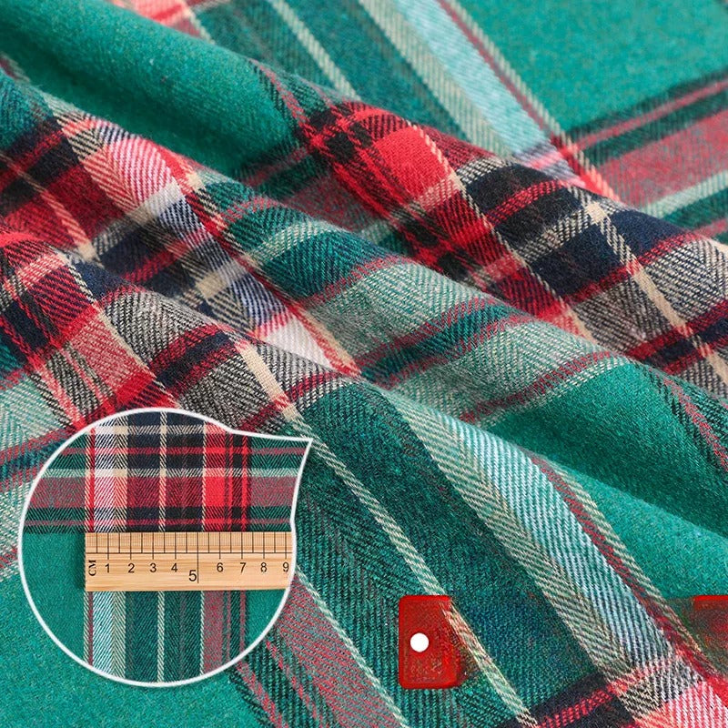 Brushed Plaid Shirt Fabric, Tartan Check, for Shirts, Skirts & JK Uniforms - Red Green Plaid