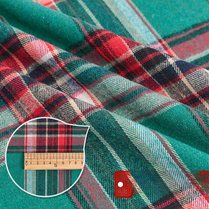 Brushed Plaid Shirt Fabric, Tartan Check, for Shirts, Skirts & JK Uniforms - Red Green Plaid