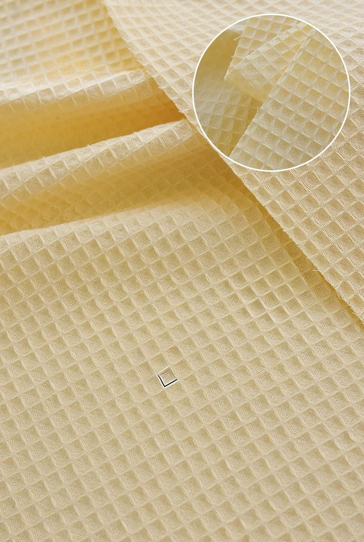 Cotton Waffle Fabric, Pure Solid, for Bathrobes, Pajamas & Home Textiles - Cute Yellow