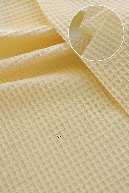 Cotton Waffle Fabric, Pure Solid, for Bathrobes, Pajamas & Home Textiles - Cute Yellow