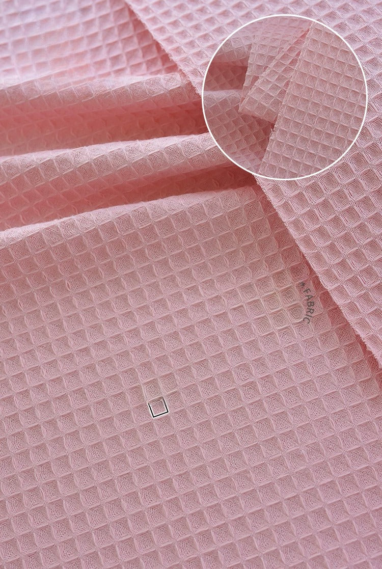 Cotton Waffle Fabric, Pure Solid, for Bathrobes, Pajamas & Home Textiles - Cherry Blossom Pink